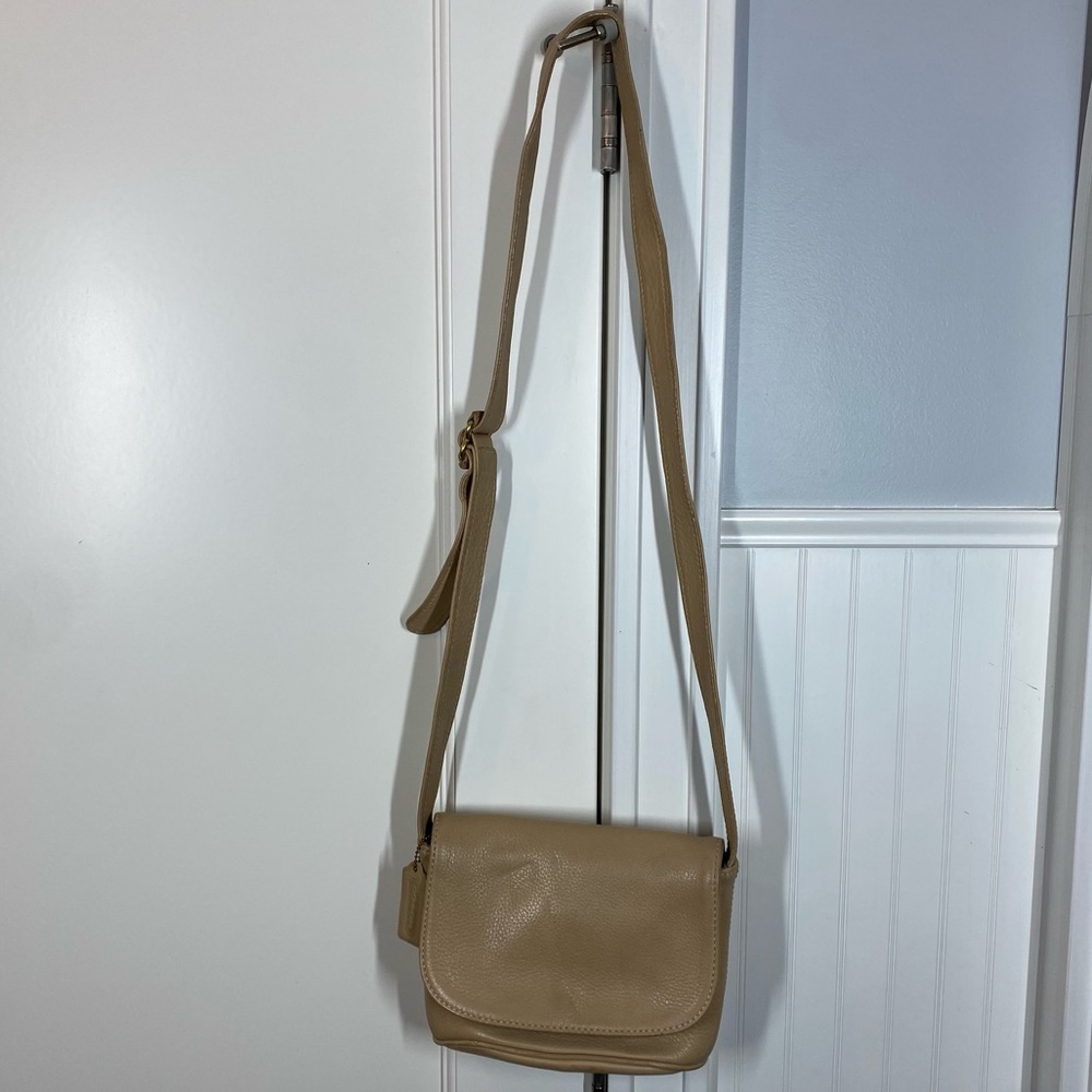 COACH Vintage Sonoma Small Flap Bag Natural Grain Leather Crossbody 4919 Buff